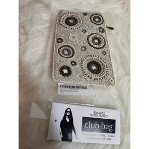 Bamboo Trading Co Women's Off-White Gold Beaded Crossbody Mini Bag/Wristlet Boho